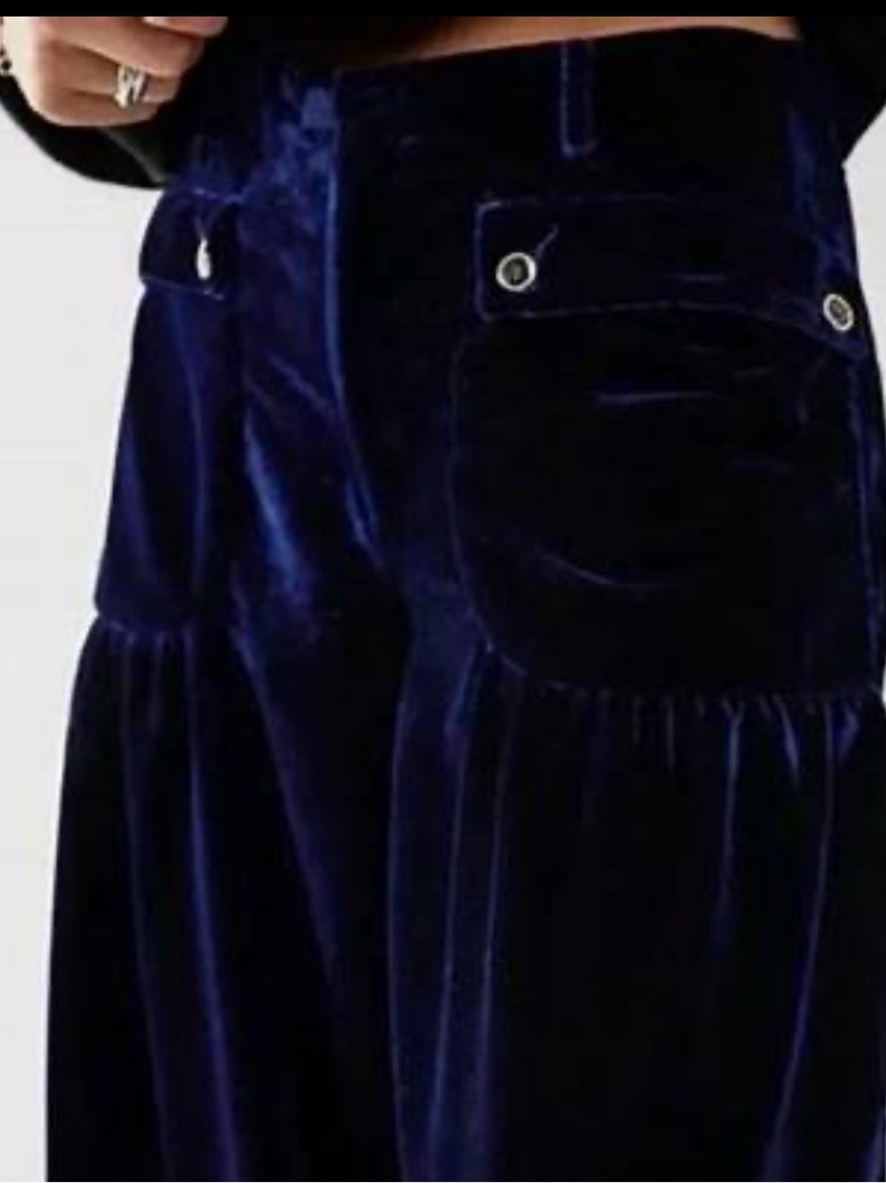 Free People OceanBlue Velvet High-Waist Wide Leg Pants